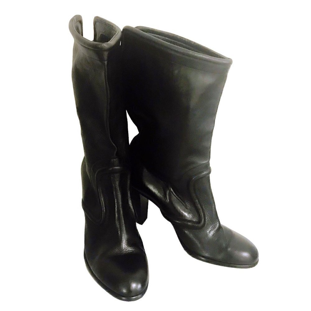Michel Perry black‎ leather half boots size 38 EU